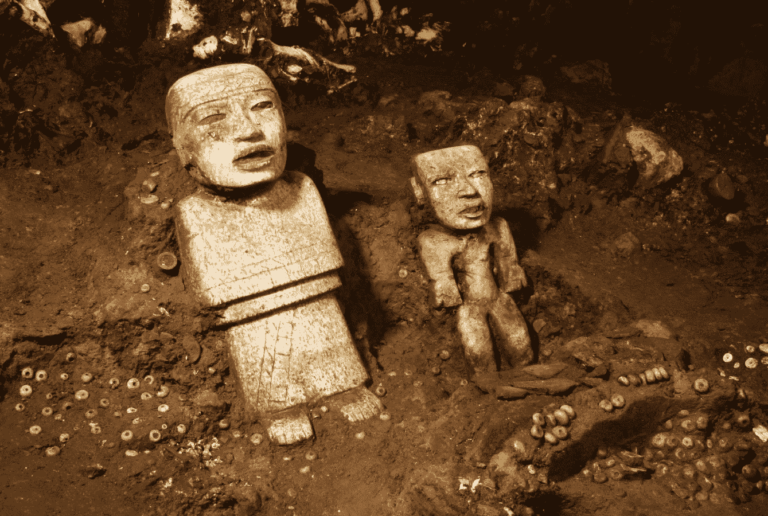 greenstone figures found deep inside the tunnel beneath Teotihuacán’s Temple of the Plumed Serpent